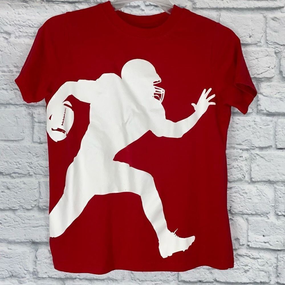 Xersion youth boys S Crewneck short sleeve graphic print football shirt red